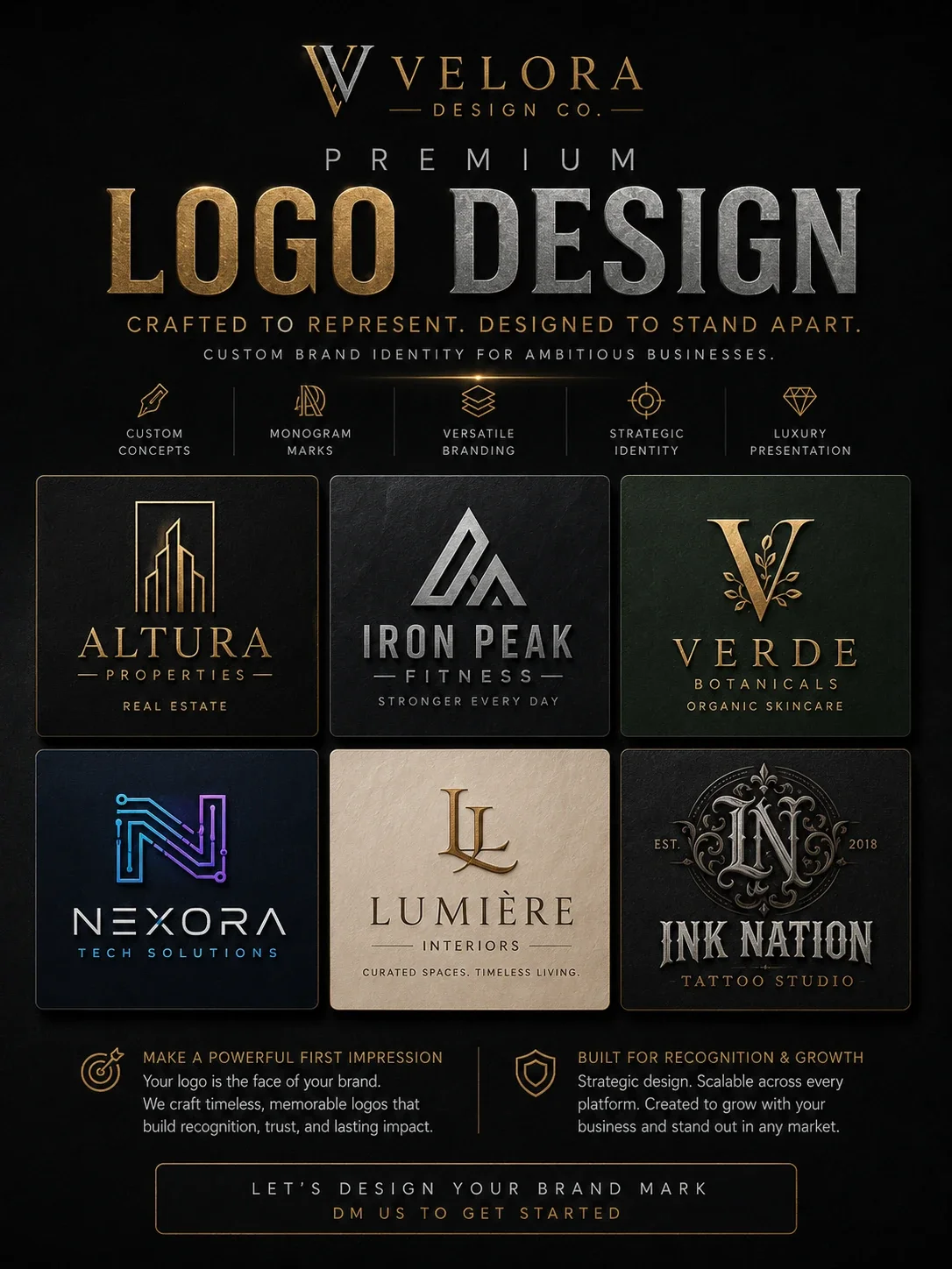 Concept logo and identity system for a professional services brand — not a real client